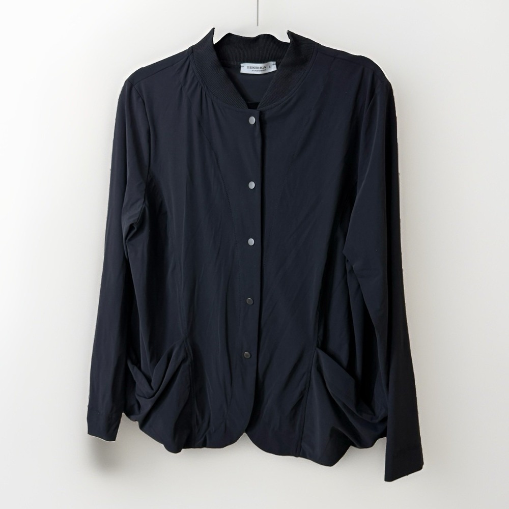 Alembika Tekbika Black Button Front Jacket Womens Size 4 (XL) Artsy Minimalist